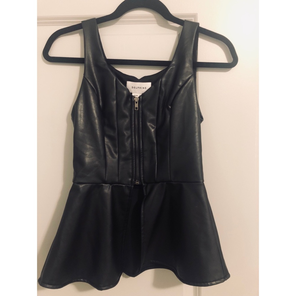 Delphine Sleeveless Faux Leather Top
